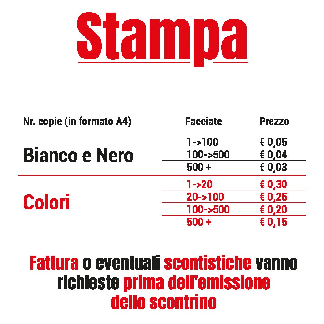 Stampa da noi le tue dispense a prezzi imbattibili!